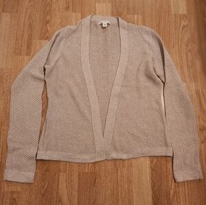 Banana Republic Open Knit Cotton Cardigan Beige Small